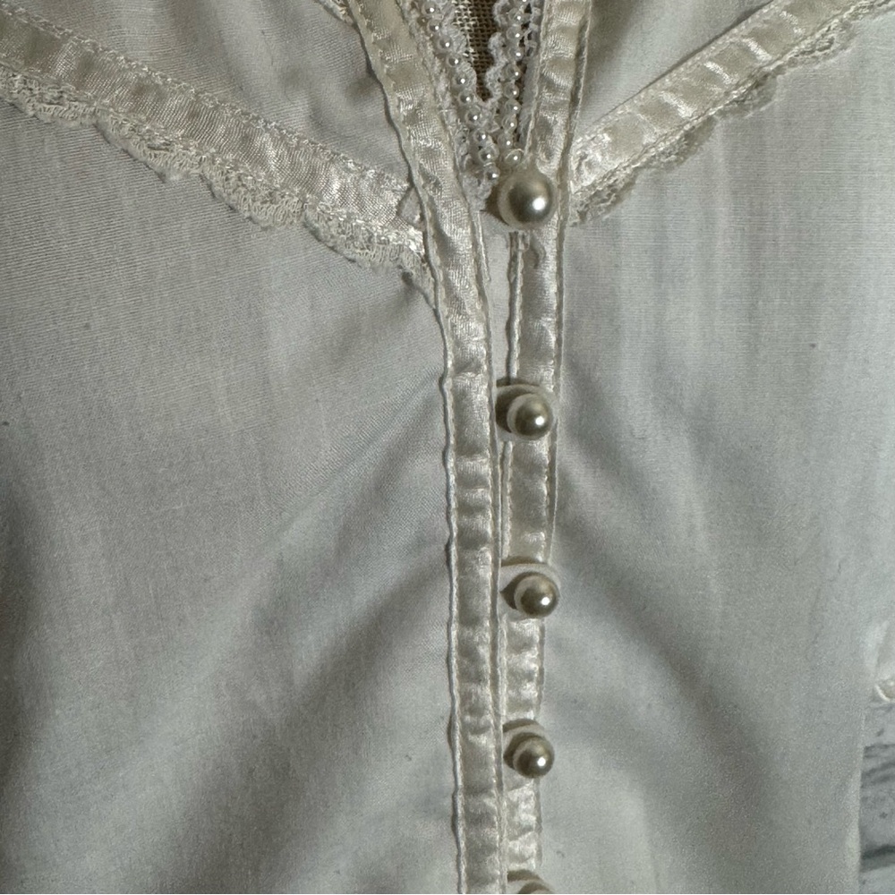 Gunne Sax Jessica Gunnies Prairie Vintage White Puff Sleeve Cotton Blouse - Picture 5 of 14